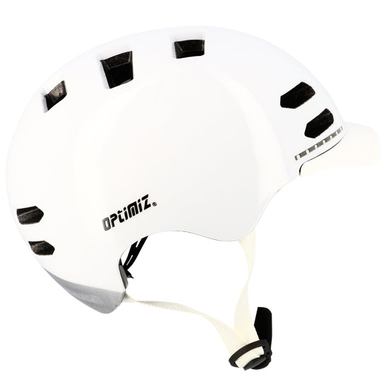 CASQUE URBAIN OPTIMIZ O370 BLANC BRILLANT IN MOLD T.M (55/58) LED ET CLIGNO - PRIX NET -