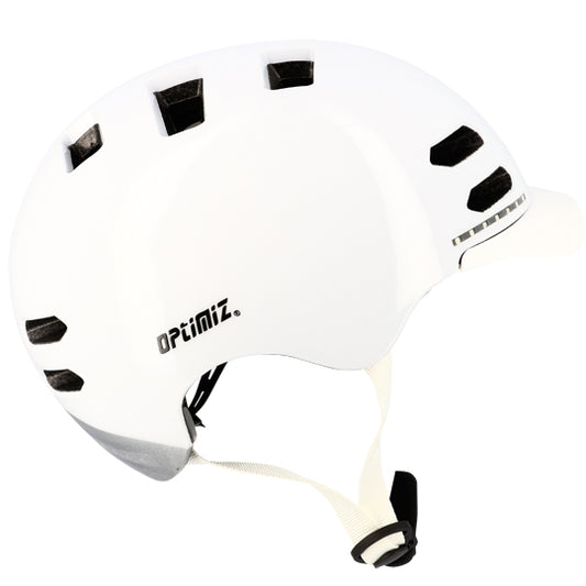 CASQUE URBAIN OPTIMIZ O370 BLANC BRILLANT IN MOLD T.M (55/58) LED ET CLIGNO - PRIX NET -