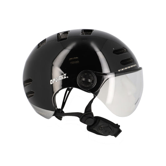 CASQUE URBAIN OPTIMIZ O390 NOIR BRILLANT IN MOLD T.M (55/58) CLIGNO/BLUETOOTH