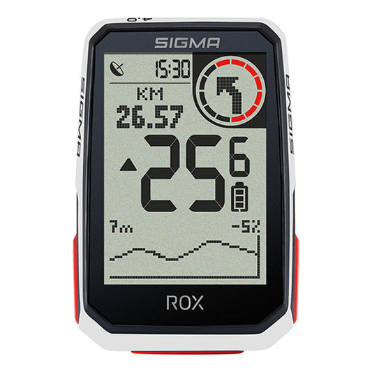 COMPTEUR VELO SANS FIL/GPS SIGMA ROX  4.0 30 FCTS BLANC HR SET +  (CARDIO)