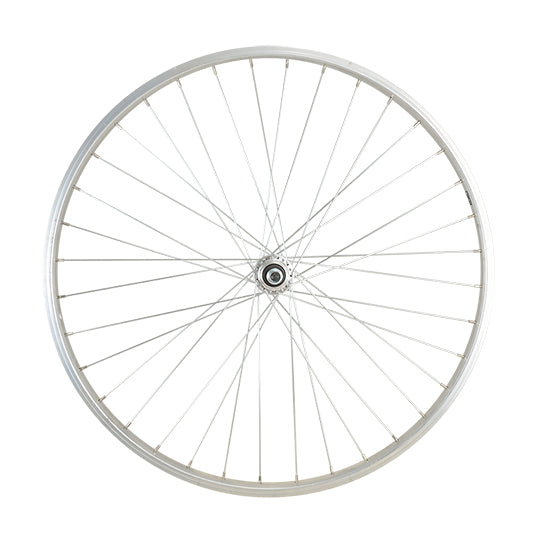 ROUE VELO URBAIN 650 X 35B AR ECROU AXE PLEIN JANTE ALU ARGENT RL A VISSER 5/6/7V 36T