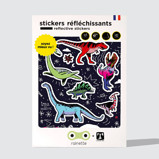 AUTOCOLLANT/STICKER REFLECHISSANT RAINETTE BLACK DINOS (PLANCHE 13X15.5CM)