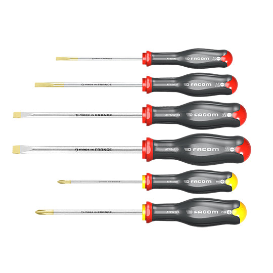 JEU DE 6 TOURNEVIS PROTWIST FACOM (4 PLATS ET 2 CRUCIFORMES) - PRIX NET