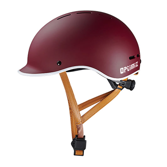 CASQUE URBAIN OPTIMIZ O375 BORDEAU MAT AVEC REGLAGE OCCIPITAL LED T.S (53/56)