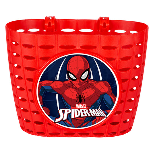PANIER AV ENFANT PLASTIQUE DISNEY SPIDER MAN ROUGE FIXATION PAR SANGLE