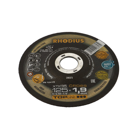 DISQUE MEULEUSE/LAPIDAIRE A TRONCONNER ET MEULER ACIER ET INOX DIAMETRE 125 EPAISSEUR 1.9