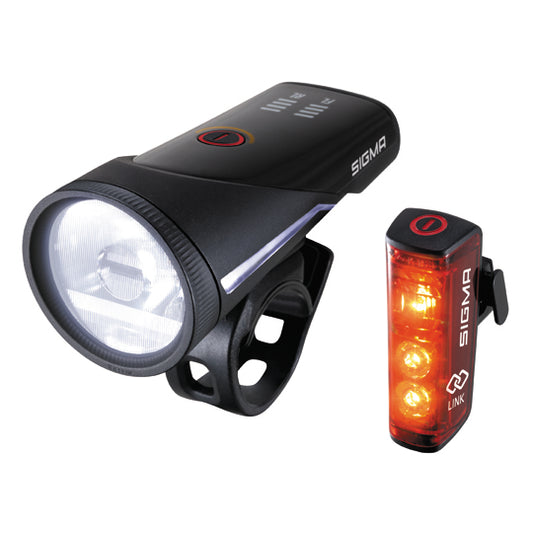ECLAIRAGE VELO AV+AR RECHARG.MICRO USB SIGMA AURA 100/BLAZE LINK FIXATION CINTRE/TIGE DE S