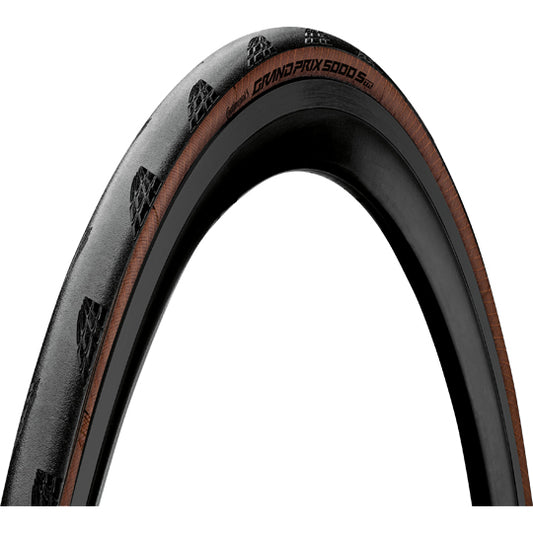 PNEU ROUTE 700X25C TS CONTINENTAL "GP 5000 S" TLR NOIR/MARRON (25-622)
