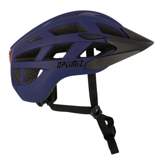 CASQUE VTT OPTIMIZ O332 BLEU MAT IN-MOLD AVEC REGLAGE OCCIPITAL ET ECLAIRAGE T.M (54/58)