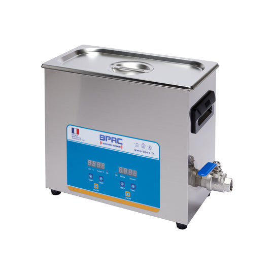 NETTOYEUR/BAC ULTRASON 6 LITRES DIGITAL 180 WATTS AVEC VANNE DE VIDANGE 300X150X150MM