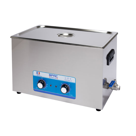 NETTOYEUR/BAC ULTRASON 28 LITRES ANALOGIQUE 600 WATTS AVEC VANNE DE VIDANGE 500X300X200MM