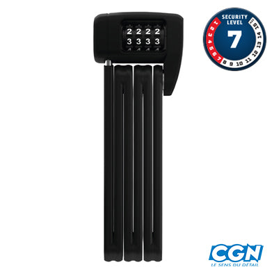 ANTIVOL VELO PLIABLE A CODE L 85CM ABUS BORDO COMBO LITE 6055C/85 NOI R + SUPPORT