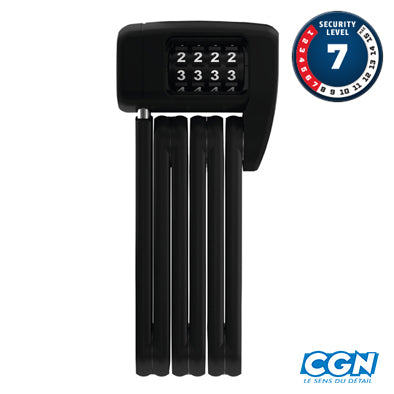 ANTIVOL VELO PLIABLE A CODE L 60CM ABUS BORDO COMBO LITE MINI 6055C/6 0 NOIR + SUPPORT