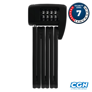 ANTIVOL VELO PLIABLE A CODE L 60CM ABUS BORDO COMBO LITE MINI 6055C/6 0 NOIR  + SUPPORT S