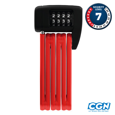 ANTIVOL VELO PLIABLE A CODE L 60CM ABUS BORDO COMBO LITE MINI 6055C/6 0 ROUGE