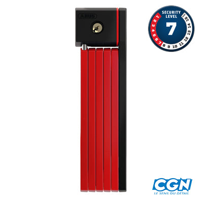 ANTIVOL VELO PLIABLE A CLE L 80CM ABUS BORDO UGRIP 5700K/80 ROUGE + SUPPORT