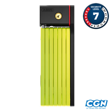 ANTIVOL VELO PLIABLE A CLE L 100CM ABUS BORDO BIG UGRIP 5700K/100 JAUN E + SUPPORT