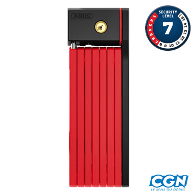 ANTIVOL VELO PLIABLE A CLE L 100CM ABUS BORDO BIG UGRIP 5700/100 ROUG E + SUPPORT