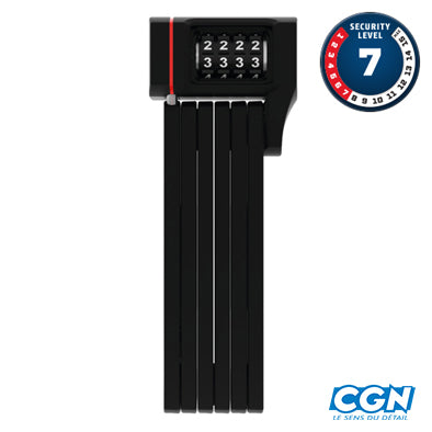 ANTIVOL VELO PLIABLE A CODE L 80CM ABUS BORDO UGRIP 5700C/80 NOIR + S UPPORT