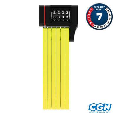 ANTIVOL VELO PLIABLE A CODE L 80CM ABUS BORDO UGRIP 5700C/80 JAUNE +  SUPPORT