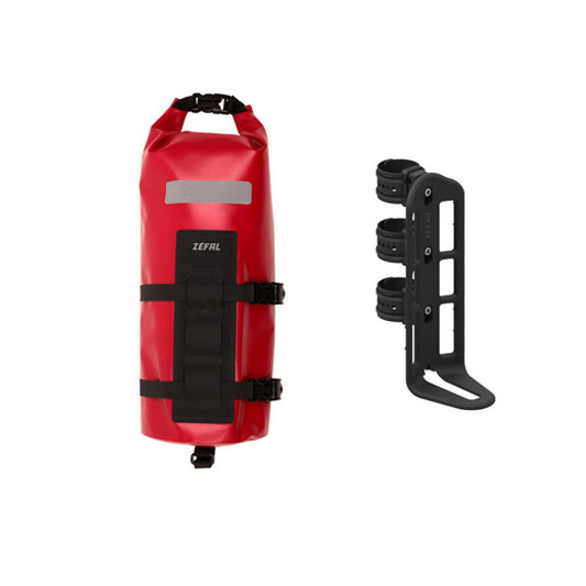 SACOCHE VELO FOURCHE GRAVEL ZEFAL Z ADVENTURE FORK PACK ROUGE VOL. 6L (DIAM 150X365MM)