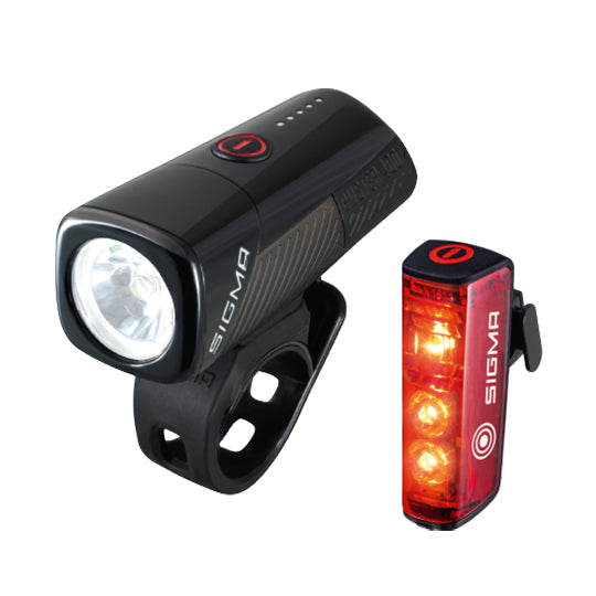ECLAIRAGE VELO AV+AR RECHARG.USB-C/MICRO SIGMA BUSTER 400/BLAZE FIXATION CINTRE/TIGE DE SE