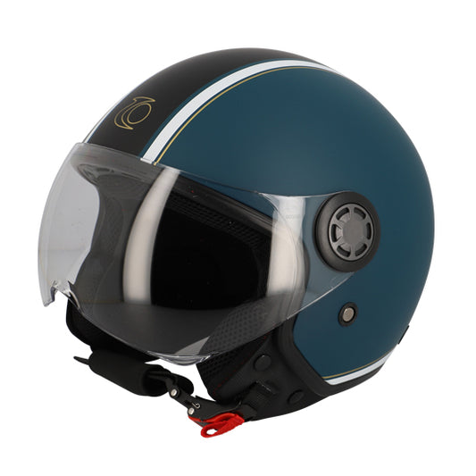 CASQUE JET TRENDY JT-306 BLEU/NOIR MAT  T55-56 S - CE 22-06