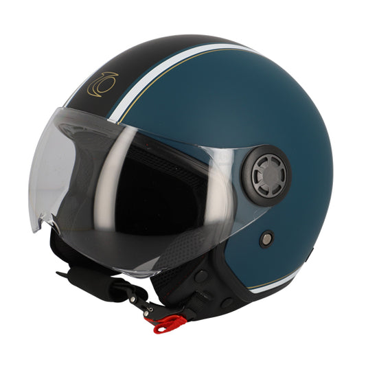 CASQUE JET TRENDY JT-306 BLEU/NOIR MAT  T59-60 L - CE 22-06
