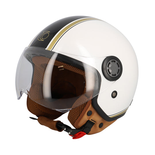 CASQUE JET TRENDY JT-306 BLANC CREME/MARRON CLAIR  T59-60 L - CE 22-06