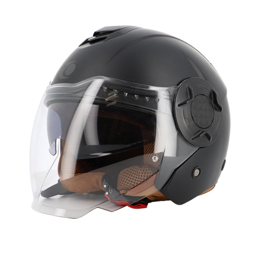 CASQUE JET TRENDY JT-406 DV NOIR MAT/MARRON T5 3-54 XS - CE 22-06