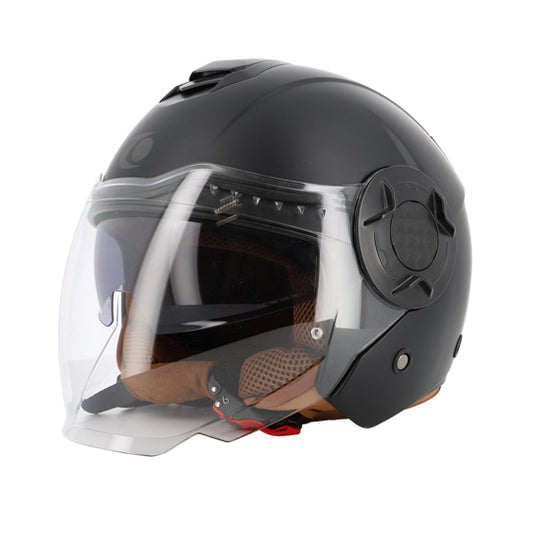 CASQUE JET TRENDY JT-406 DV NOIR MAT/MARRON T5 7-58 M - CE 22-06