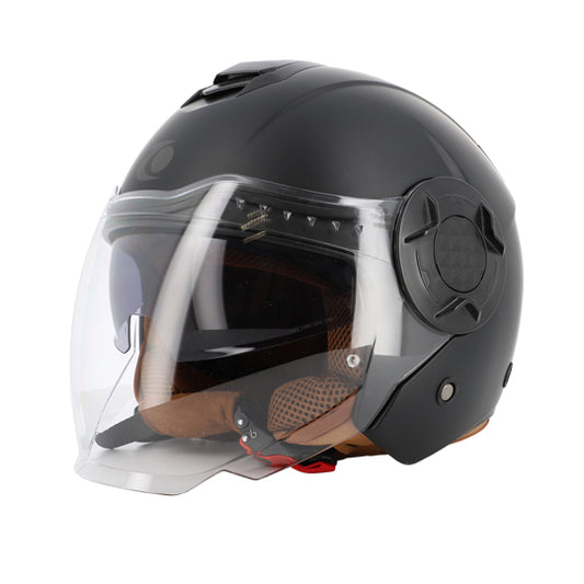CASQUE JET TRENDY JT-406 DV NOIR MAT/MARRON T5 9-60 L - CE 22-06