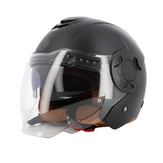 CASQUE JET TRENDY JT-406 DV NOIR MAT/MARRON T6 1-62 XL - CE 22-06