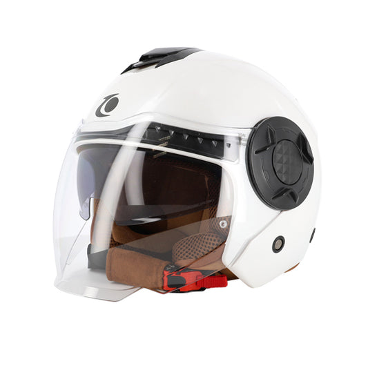 CASQUE JET TRENDY JT-406 DV BLANC PERLE/MARRON CLAIR T5 5-56 S - CE 22-06
