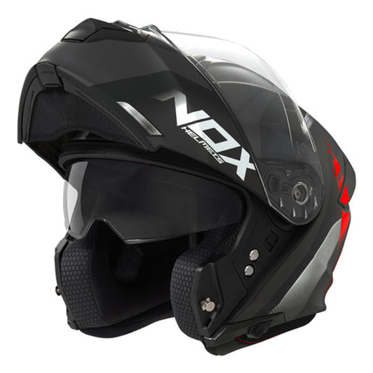 CASQUE MODULABLE NOX N960 CRUZR NOIR MAT/ROUGE T63-64 XXL