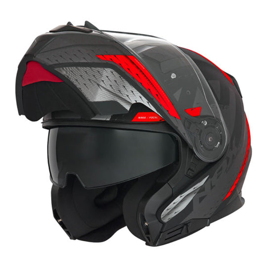 CASQUE MODULABLE NOX N966 FOCAL NOIR MAT/ROUGE T61-62 XL
