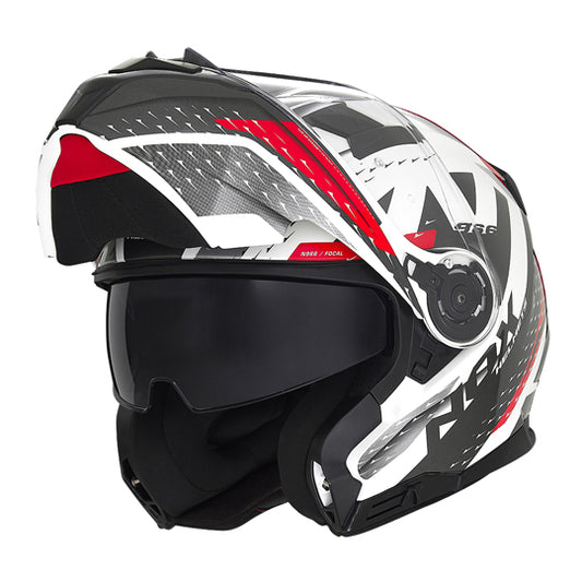 CASQUE MODULABLE NOX N966 FOCAL BLANC/ROUGE T63-64 XXL