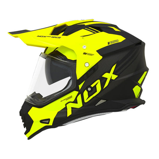 CASQUE CROSS DOUBLE ECRAN NOX N312 IMPULSE NOIR MAT/JAUNE FLUOT53-54  X