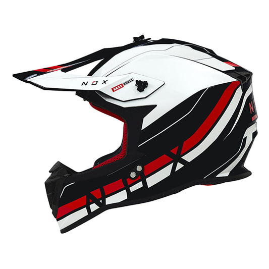 CASQUE CROSS NOX N633 AIRSHOCK BLANC BRILLANT/NOIR/ROUGE T61-62 XL