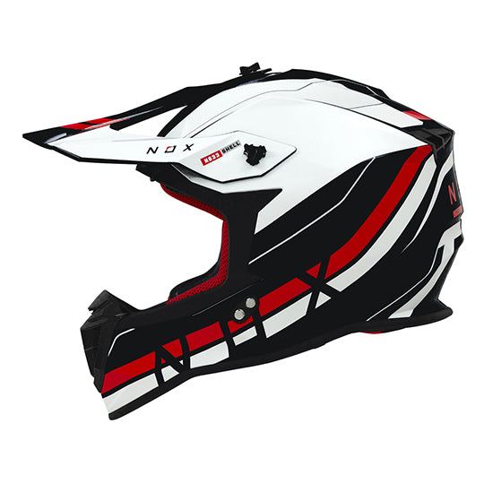 CASQUE CROSS NOX N633 AIRSHOCK BLANC BRILLANT/NOIR/ROUGE T63-64 XXL