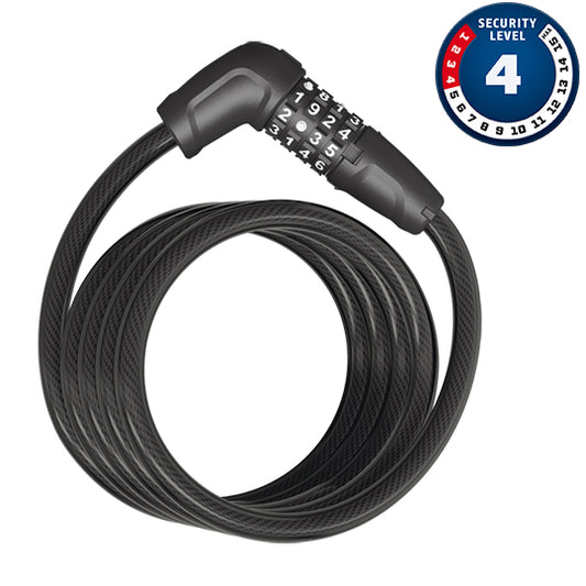 ANTIVOL VELO SPIRAL A CODE D12 X 1.80M ABUS TRESOR 6512C NOIR AVEC SUPPORT