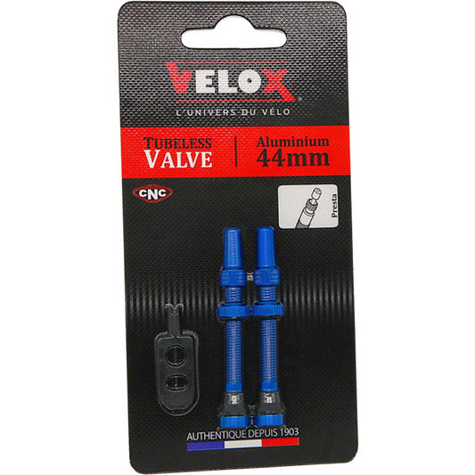 VALVE TUBELESS PRESTA VELOX ALU BLEU 44MM (X2)