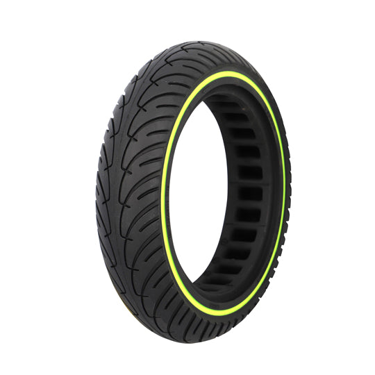 PNEU TROTTINETTE ELECTRIQUE 8.5"X2.00 (50/75-6.1) PLEIN ALVEOLE NOIR/VERT FLUO