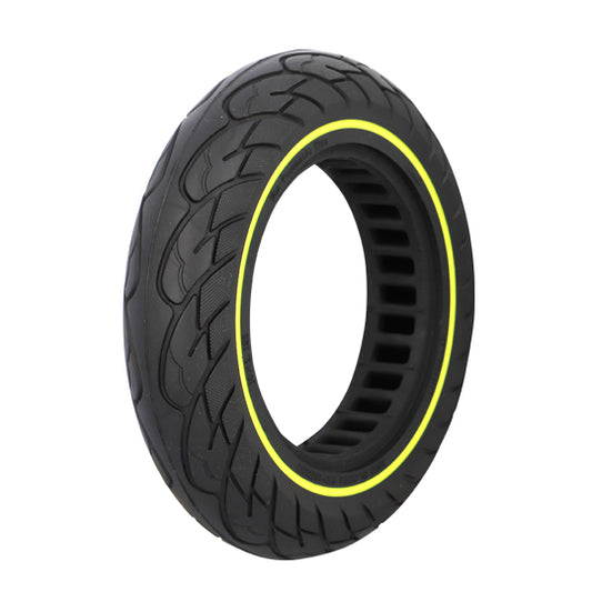 PNEU TROTTINETTE ELECTRIQUE 10"X2.125 PLEIN ALVEOLE NOIR/JAUNE FLUO