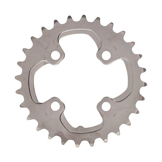 PLATEAU VTT DOUBLE DIAM 64 INTER 28DTS ARGENT 4 BRANCHES SHIMANO ORIGINE DEORE XT M785 10V