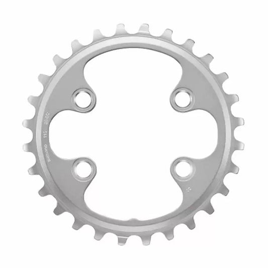 PLATEAU VTT DOUBLE DIAM 64 INTER 28DTS ARGENT 4 BRANCHES SHIMANO ORIGINE M8000 11V