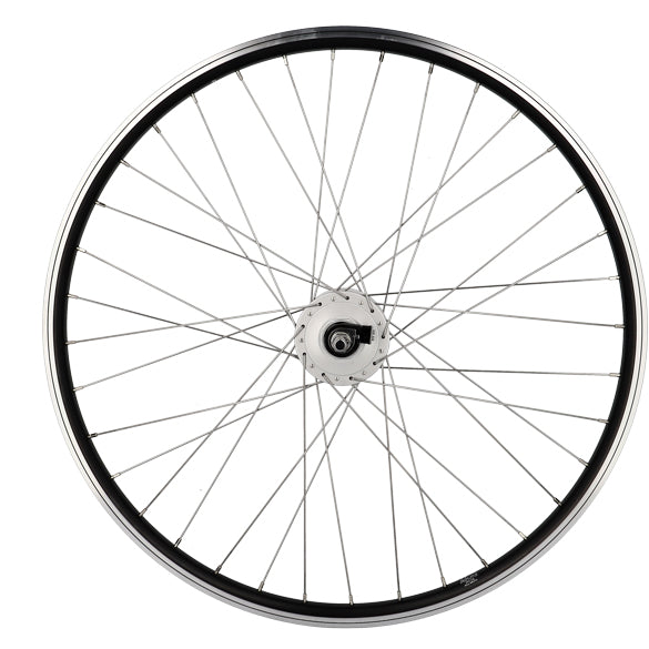 ROUE VTT 26" AV ECROU AXE PLEIN JANTE NOIR MACH1 ER 10 MOYEU SHIMANO DYNAMO 6V 3.0W