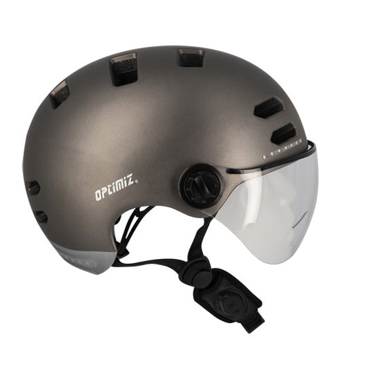 CASQUE URBAIN OPTIMIZ O390 GRIS MAT IN MOLD T.L (58/61) CLIGNOTANT/BLUETOOTH