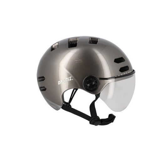 CASQUE URBAIN OPTIMIZ O394 GRIS BRILLANT IN MOLD T.L (58/61) CLIGNOTANT