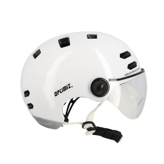 CASQUE URBAIN OPTIMIZ O394 BLANC BRILLANT IN MOLD T.L (58/61) CLIGNOTANT